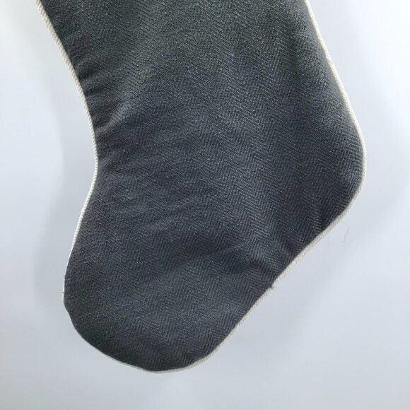 34th & Pine Woven Christmas Stocking Large Tassel Gold Cream Blue Yarn Winter - Picture 6 of 10